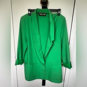 Vibrant Green Oversized Blazer with Classic Lapel